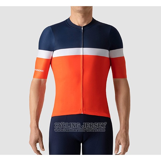 2019 Cycling Jersey La Passione Blue White Orange Short Sleeve And Bib Short